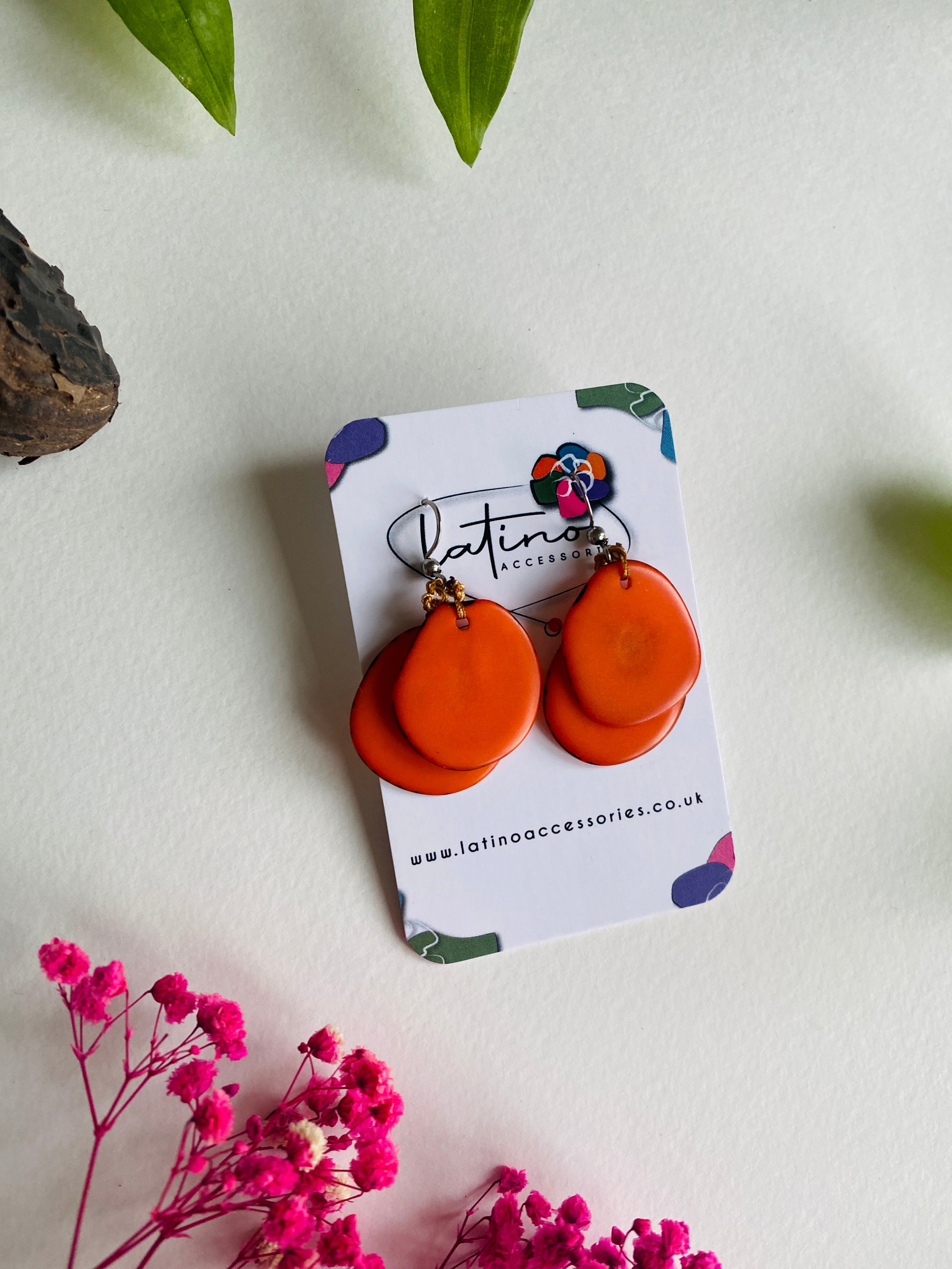 Orange chunky double earrings
